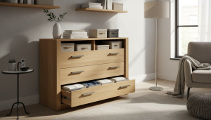 découvrez la commode imitation chêne en promotion à -33 % chez but, idéale pour optimiser votre espace. profitez de ce rangement malin à seulement 79,99 € pour une organisation pratique et tendance.