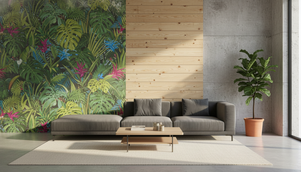 Les décorateurs tranchent : la mode du mur jungle laisse place à la finition brute et authentique