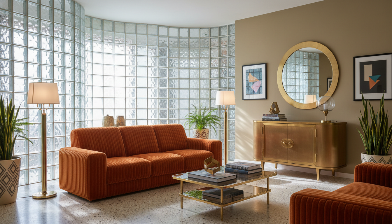 découvrez comment les pavés de verre, le laiton et le velours côtelé, emblèmes kitsch des années 80, retrouvent aujourd'hui une valeur insoupçonnée et un charme unique.