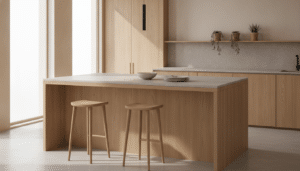 découvrez comment un îlot central délaissé se transforme en un comptoir-repas épuré, une tendance qui séduit les architectes d'intérieur pour allier fonctionnalité et esthétique.
