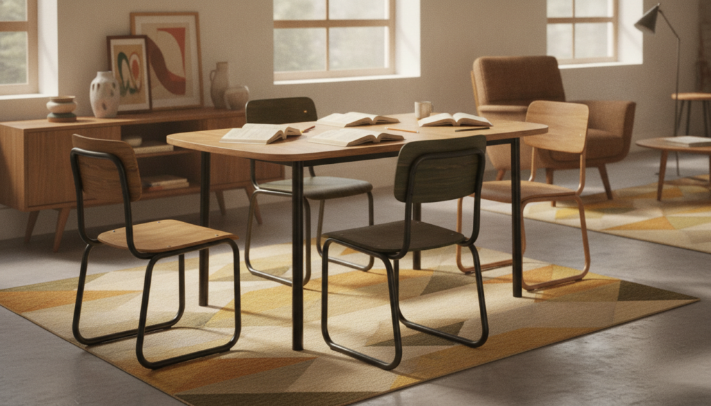 Déco vintage : IKEA et Maisons du Monde proposent des chaises inspirées des bureaux d’écolier des années 70